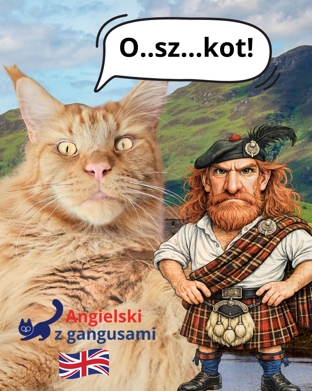 Kot maine coon i Szkot